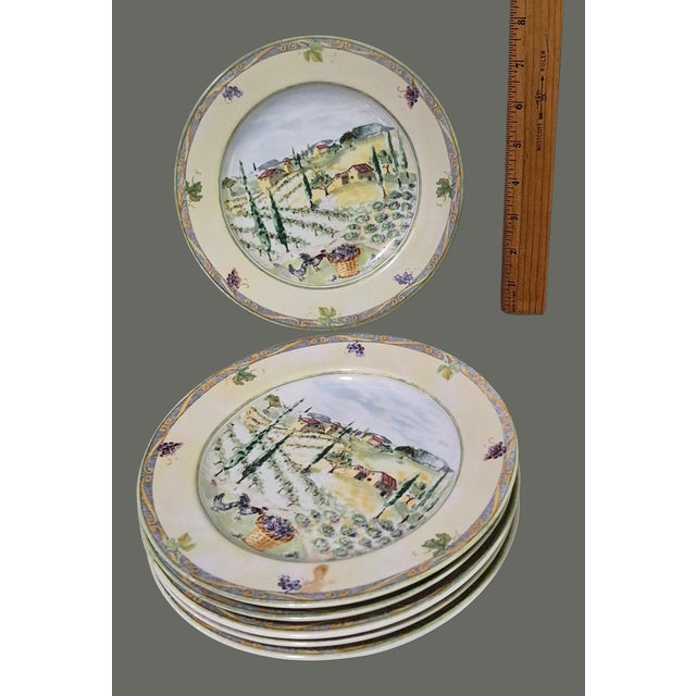 Ceramic Late 20th Century Set of Six Tuscan Country Interiors Stone Were Scenic Salad Luncheon Dessert Plates For Sale - Image 7 of 8