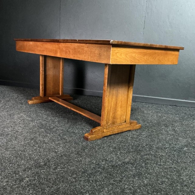 Many famous people sat at this table. Sir William Lyon’s, founder of Jaguar cars is just one. Oak base, Iroko top.