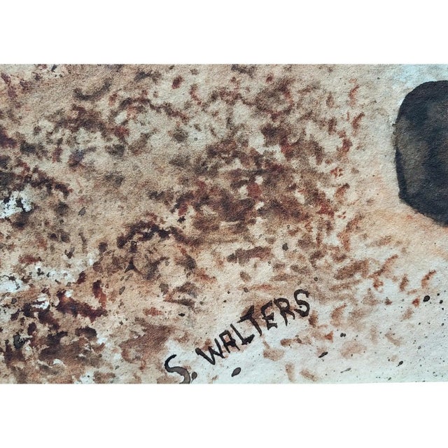 Vintage Southwestern Mesa Verde Cliff Dwellings Watercolor Painting Signed S. Walters For Sale In Los Angeles - Image 6 of 6