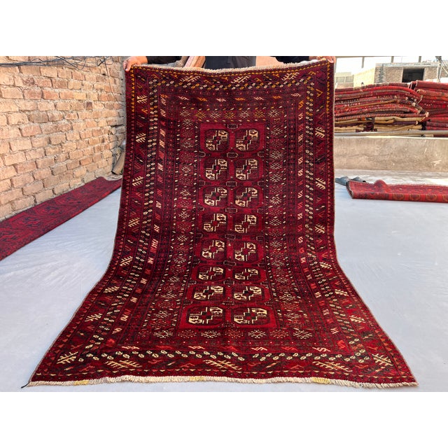 Vintage Afghan Ersari Turkmen Bokhara Gul Rug - 6'7" X 4'1" For Sale - Image 10 of 12
