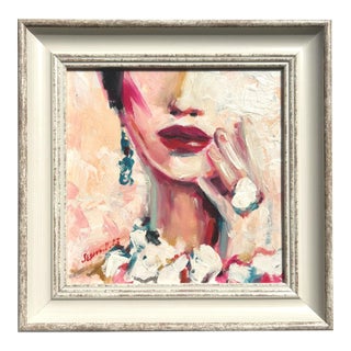 Framed Portrait Woman Original Feminine Painting by Valeriya Serova For Sale