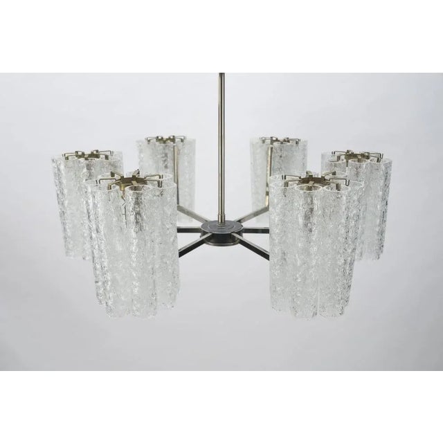 Chandelier with Chrome & Crystal Glass Tubes from Doria, 1970s For Sale - Image 4 of 13