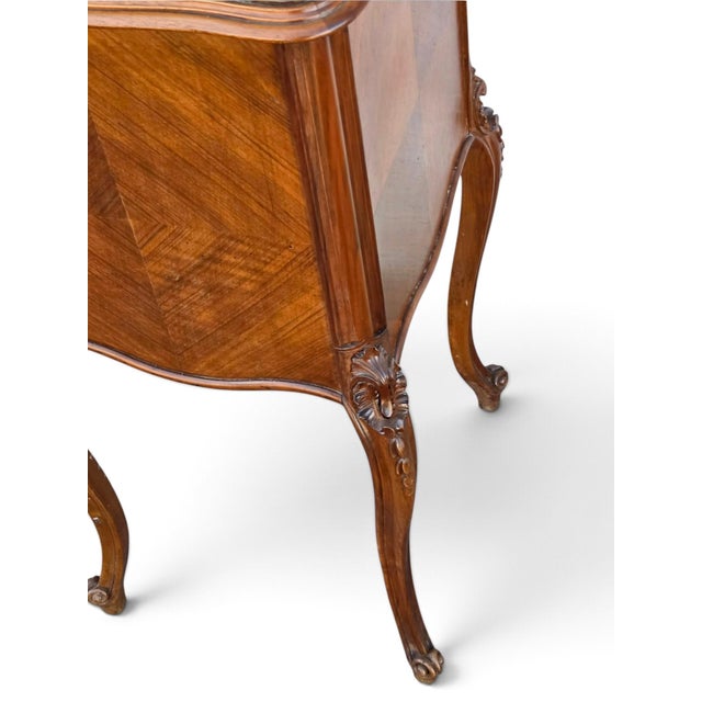 19th Century French Bedside Walnut Cabinet Marble Top Insert Marble. For Sale - Image 18 of 18
