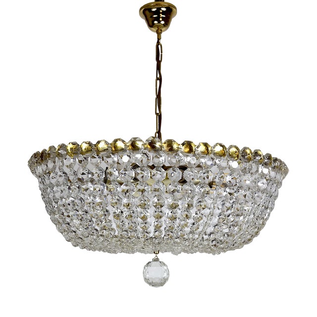 Brass Lead Crystal Chandeliers, 1970s For Sale