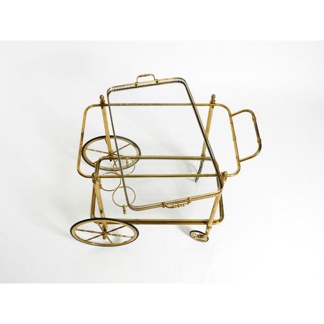 Neoclassical Brass Bar Cart with Glass Trays from Maison Jansen, 1960s For Sale - Image 9 of 18