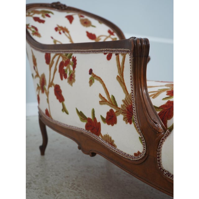 Vintage French Chaise Lounge New Crewel Work Upholstery For Sale - Image 12 of 18