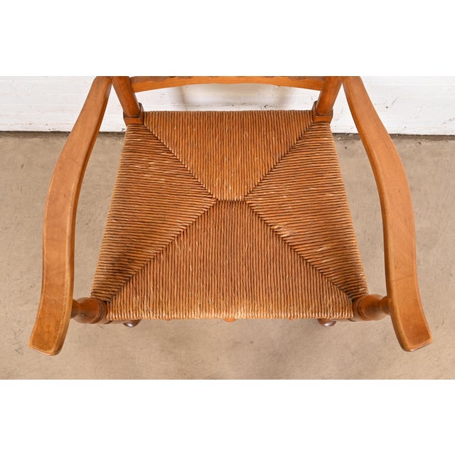 Brown Stickley Lancashire Style Cherry Wood Spindle Dining Chairs With Rush Seats, Set of Six For Sale - Image 8 of 12