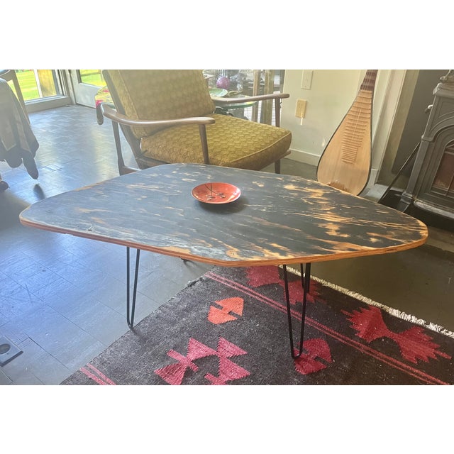 Industrial Coffee Table W/Hairpin Legs For Sale - Image 4 of 12