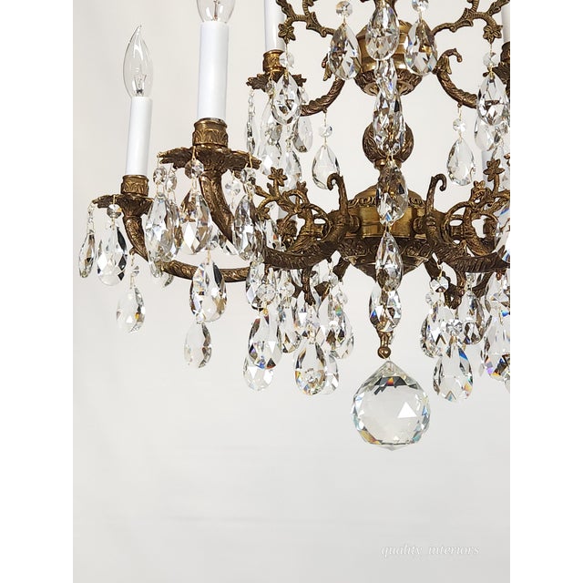 Antique Epic Glowing Glistening 9 Arm 9 Light Cut Lead Glass Crystal Chandelier For Sale In South Bend - Image 6 of 18