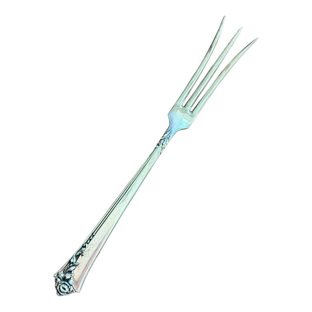 Vintage Heirloom Sterling Silver “Damask Rose” Lemon Fork - 1946 Oneida. Beautiful Addition to Palm Beach Regency, Tea Set or Traditional Bar Cart For Sale