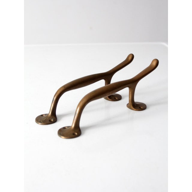 Vintage Brass Door Handles Pair For Sale - Image 9 of 11