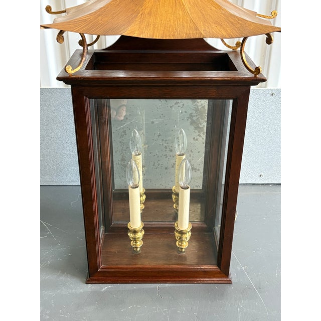 Vintage Large Gold Leaf Pagoda Lantern Wall Lights- A Pair For Sale - Image 10 of 12