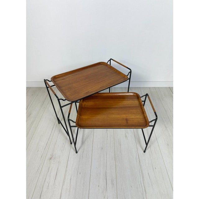 Wood Vintage Swedish Teak & Metal Nesting Tables by Silva, Sweden, 1960s, Set of 2 For Sale - Image 7 of 7