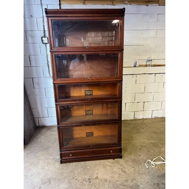 Early 20th Century Globe -Wernicke Antique Tiger Oak Five Stacking Bookcase/ Lawyer Bookcase For Sale - Image 17 of 18