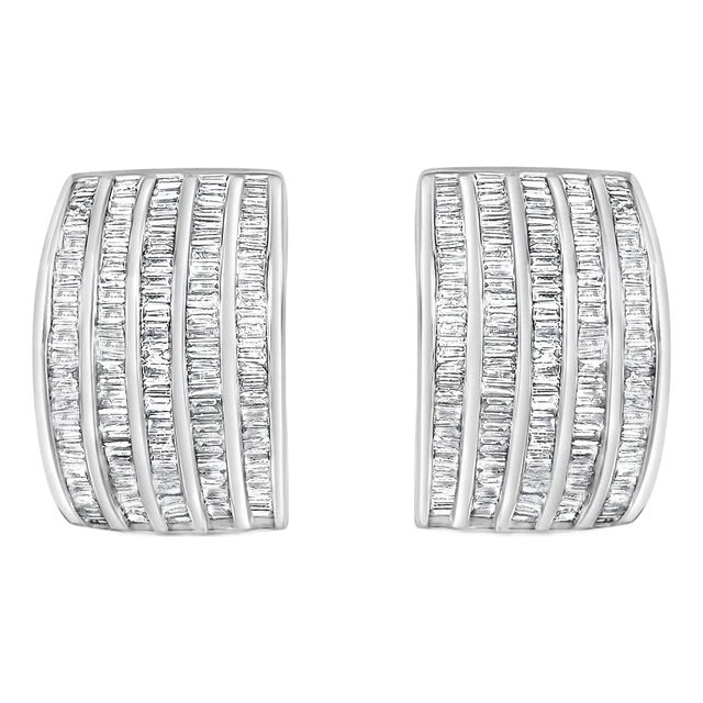 18K Baguette Diamond Cluster Statement, 2 Pieces For Sale