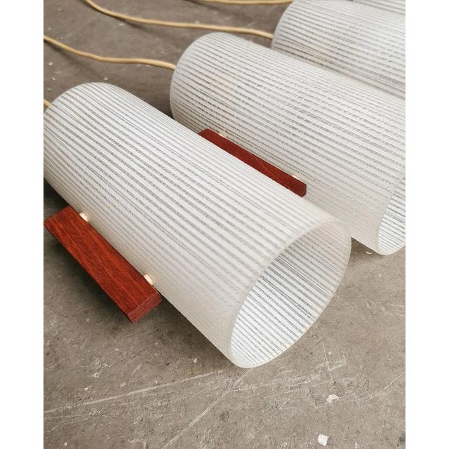 Rosewood & Glass Ceiling Lamp, 1960s For Sale - Image 6 of 7