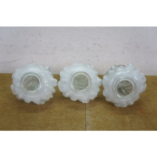 White Antique French Empire Frosted Glass Flambe Flame Torch Lamp Chandelier Shades - Set of 3 For Sale - Image 8 of 15