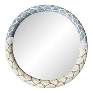 Oversized Vintage Shagreen & Mother of Pearl Mirror by Muramasa Kudo
