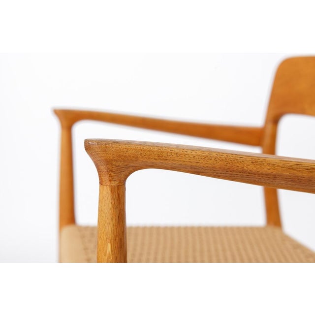 1960s Danish Model 56 Armchair in Oak and Handwoven Seat by Niels Otto Møller for J.L. Møllers, 1950s For Sale - Image 5 of 13