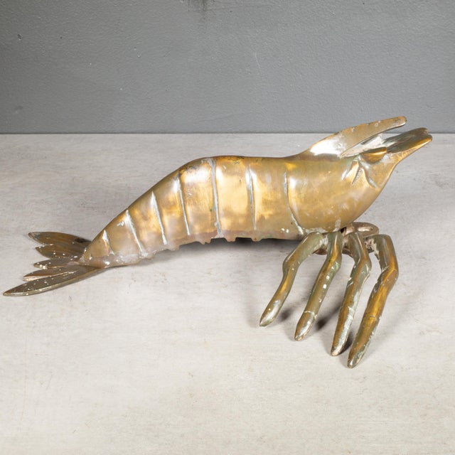 Mid-Century Solid Brass Prawn c.1960 For Sale - Image 4 of 7