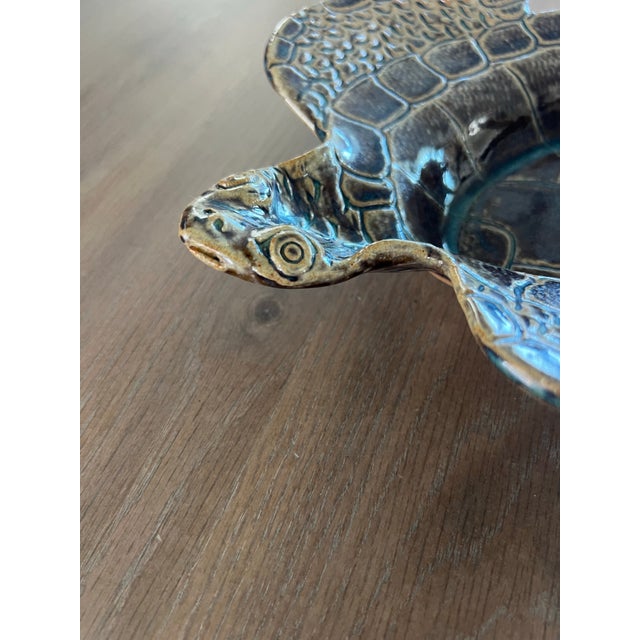 Brown Art Pottery Sea Turtle Bowl For Sale - Image 8 of 10