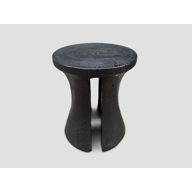 Andrianna Shamaris Sculptural Teak Wood Side Table or Stool For Sale - Image 4 of 5