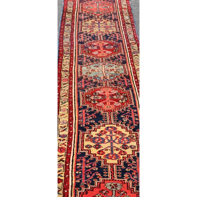 Long Antique Persian Heriz Runner With All-Over Sub-Geometric Medallion Design For Sale In Atlanta - Image 6 of 13