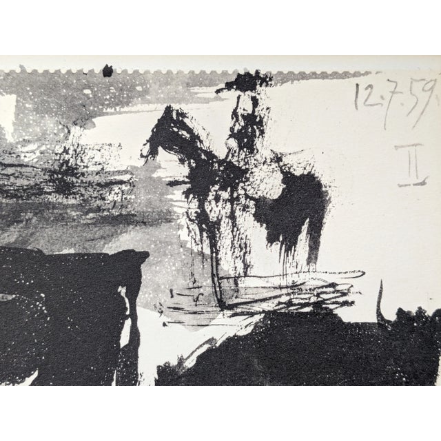 Pablo Picasso - Corrida scene and Bull. On verso a bull sketch. Original double-side lithograph dated in the stone: 2.3.59...