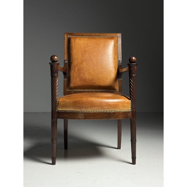 French Armchair in Leather, 19th Century For Sale - Image 5 of 18