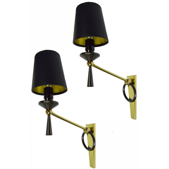 Vintage J. Adnet French Sconces - Pair For Sale