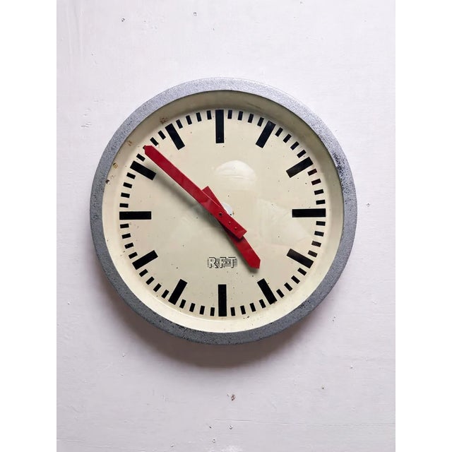 1960s East German industrial factory clock by RFT. Dated on the back February 1969. These clocks were used in factories,...