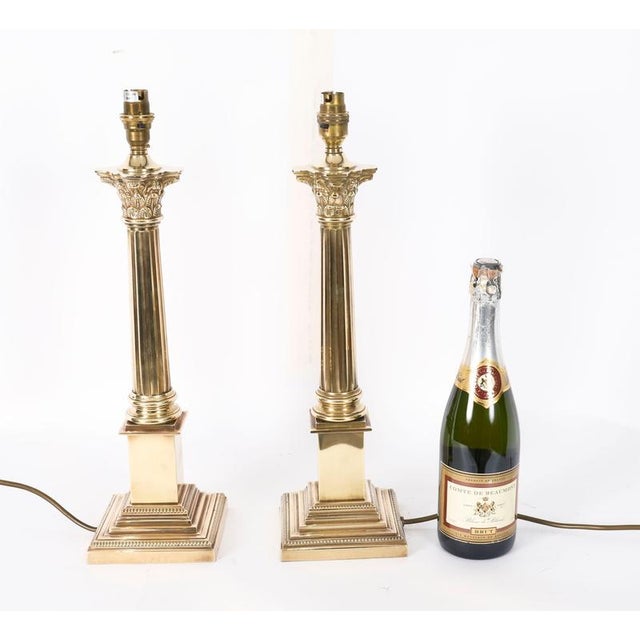 Vintage Bronze Corinthian Column Table Lamps, Set of 2 For Sale - Image 14 of 15