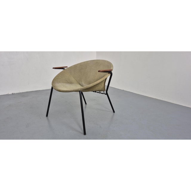 1950s Sueded Balloon Chair by Hans Olsen for Lea Furniture, Denmark, 1950s For Sale - Image 5 of 15