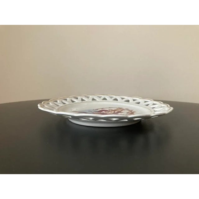 Victorian English Romantic Cherub Cupid Porcelain Plate With Lattice Margin and Gold Rim For Sale - Image 3 of 12