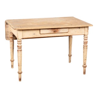 Original Painted Pine Drop Leaf Side Table, Sweden Circa 1840 For Sale