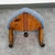 Mid Century Danish Modern Tripod Ottoman 3 Legs Wood Rolling Blue White Triangle For Sale - Image 4 of 12