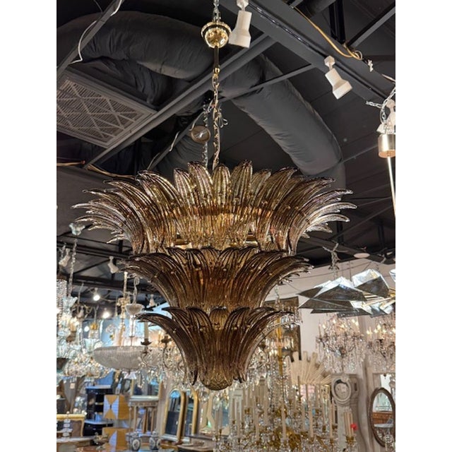 Modern Modern Murano "Palmette" in a Tobacco Fume Color For Sale - Image 3 of 5