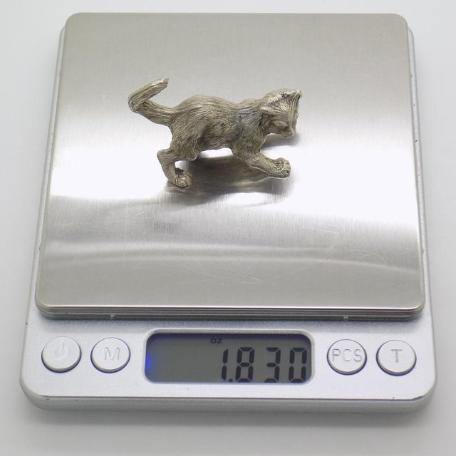 Vintage Italian Handmade Silver Cat Figurine, Milan, Italy, 1960s For Sale - Image 11 of 13
