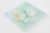 Vintage Signed Higgins Fused Glass Square Bowl, Amoeba Pattern, Turquoise, Gold, White, Yellow, 1960's' For Sale - Image 9 of 11