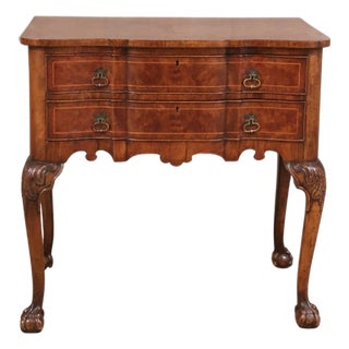 19th Century English Walnut Two Drawer Table For Sale