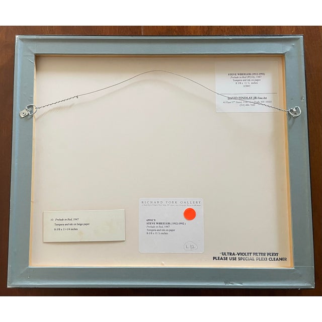 Abstract Expressionism "Prelude in Red" 1947 by Steve Wheeler Tempura and Ink on Paper. For Sale - Image 3 of 3