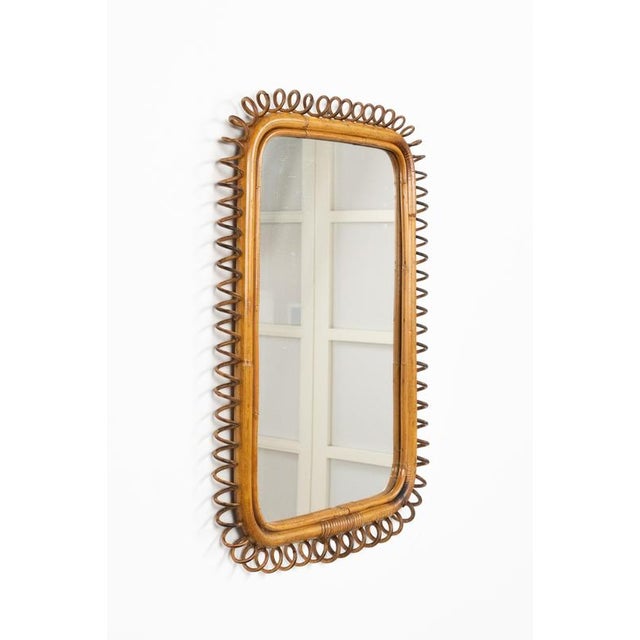 Mid-Century Modern Rattan and Bamboo Wall Mirror by Franco Albini, Italy, 1960s For Sale - Image 10 of 12
