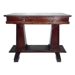 Antique Double Pedestal Library Table For Sale