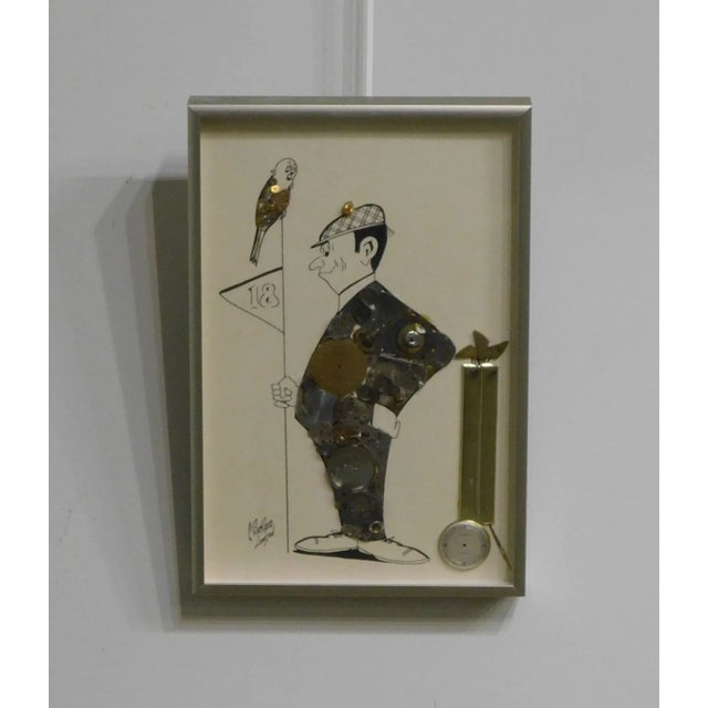 Traditional Framed Horological Collage Signed G. Burgess, London. Golfer at 18th Hole With Birdie For Sale - Image 3 of 13