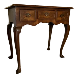 19th Century Vintage Queen Anne Style Burl Walnut Lowboy