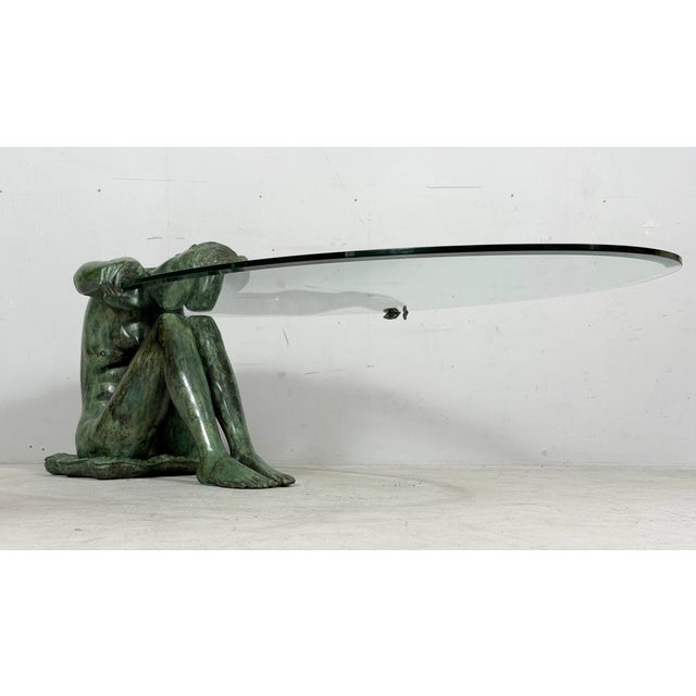 1980s Sculptural Coffee Table with Female Nude Sculpture in Bronze, France, 1980s For Sale - Image 5 of 18
