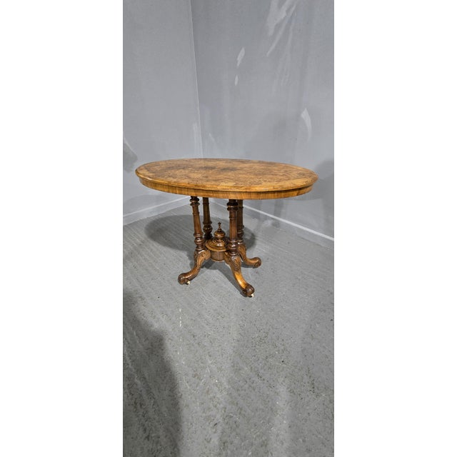 Victorian Burr Walnut Inlaid Centre Table, 1880s For Sale - Image 11 of 12