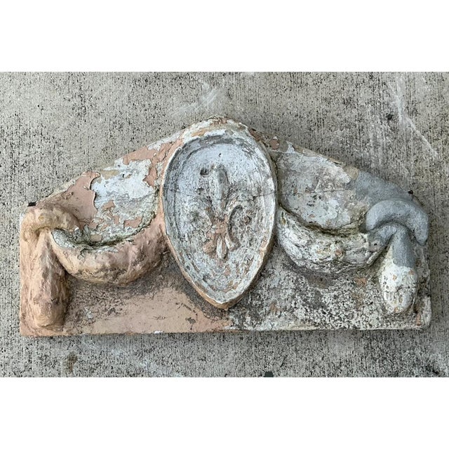 Sculpture Materials Vintage Cement Fleur-De-Lis Architectural Fragment For Sale - Image 7 of 12