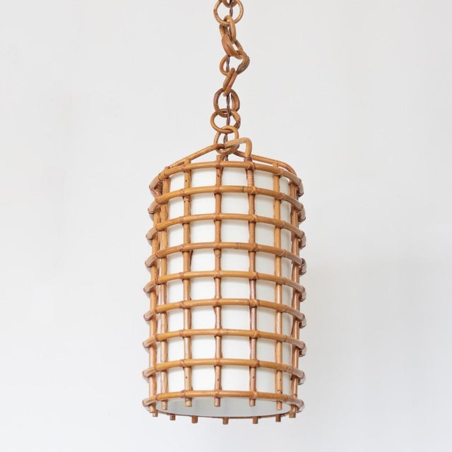 Italian 1960s Italian Rattan Pendant Light For Sale - Image 3 of 11