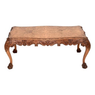 Vintage Queen Anne Style Burr Walnut Coffee Table, 1920 For Sale